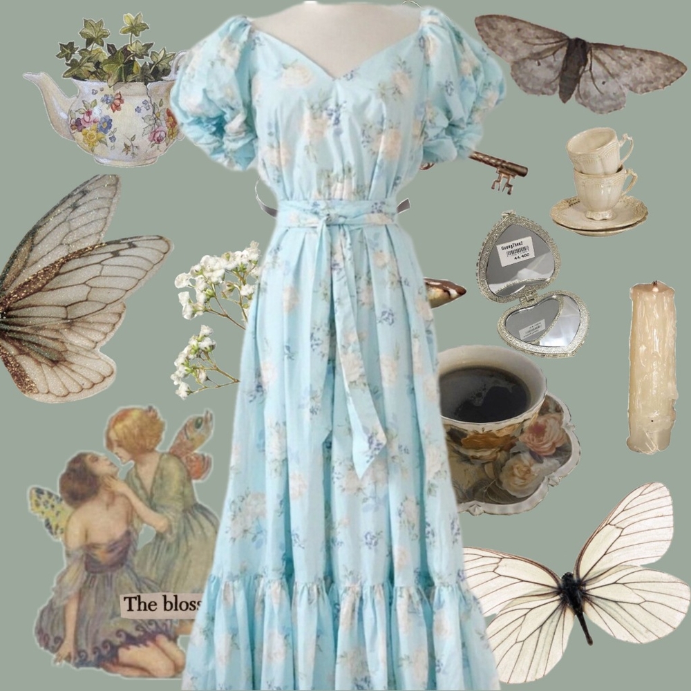 Puff Sleeve Floral Gown